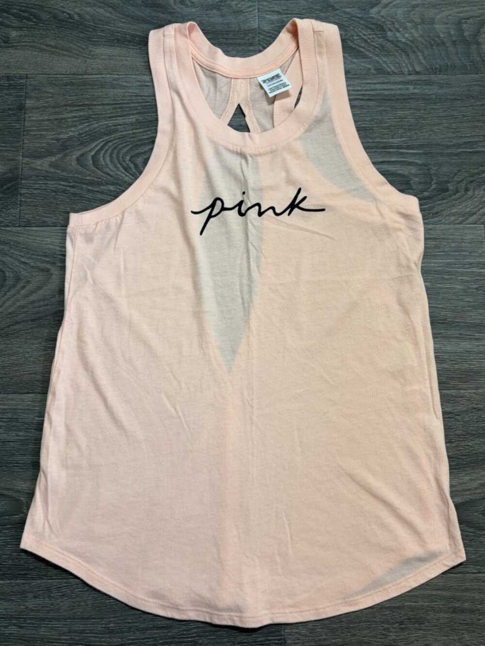 Victorias Secret Pink Racerback Tank Top Small Casual Athleisure Sporty Peach